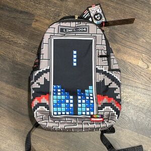 Sprayground Tetris Pixel Game Backpack with Blue Block Graphic